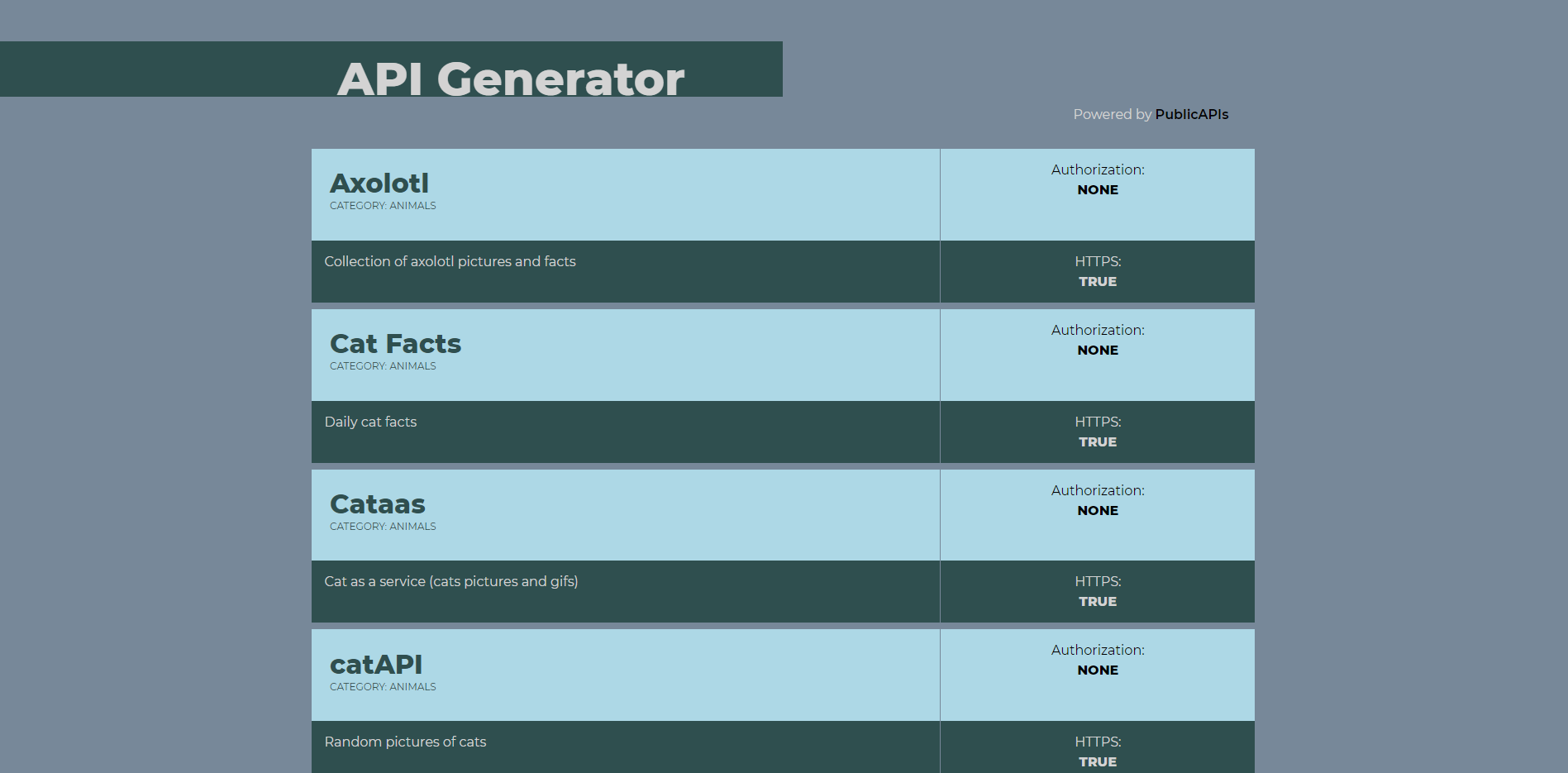 API generator site